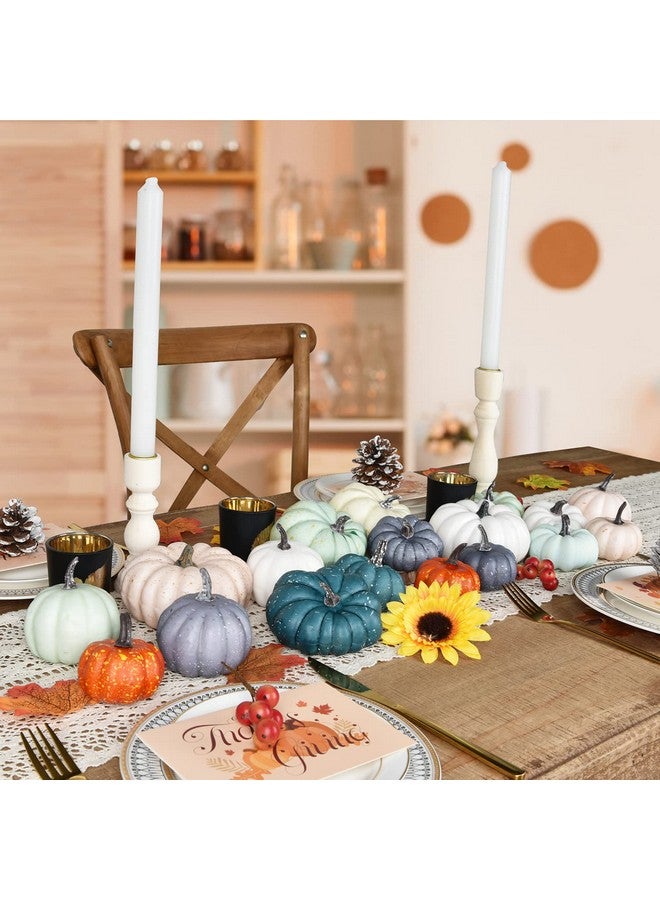 18Pcs Fall Artificial Pumpkins Harvest Frosted Pumpkins White Foam Faux Pumpkins For Fall Autumn Season Halloween Thanksgiving Harvest Holiday Festive Decor