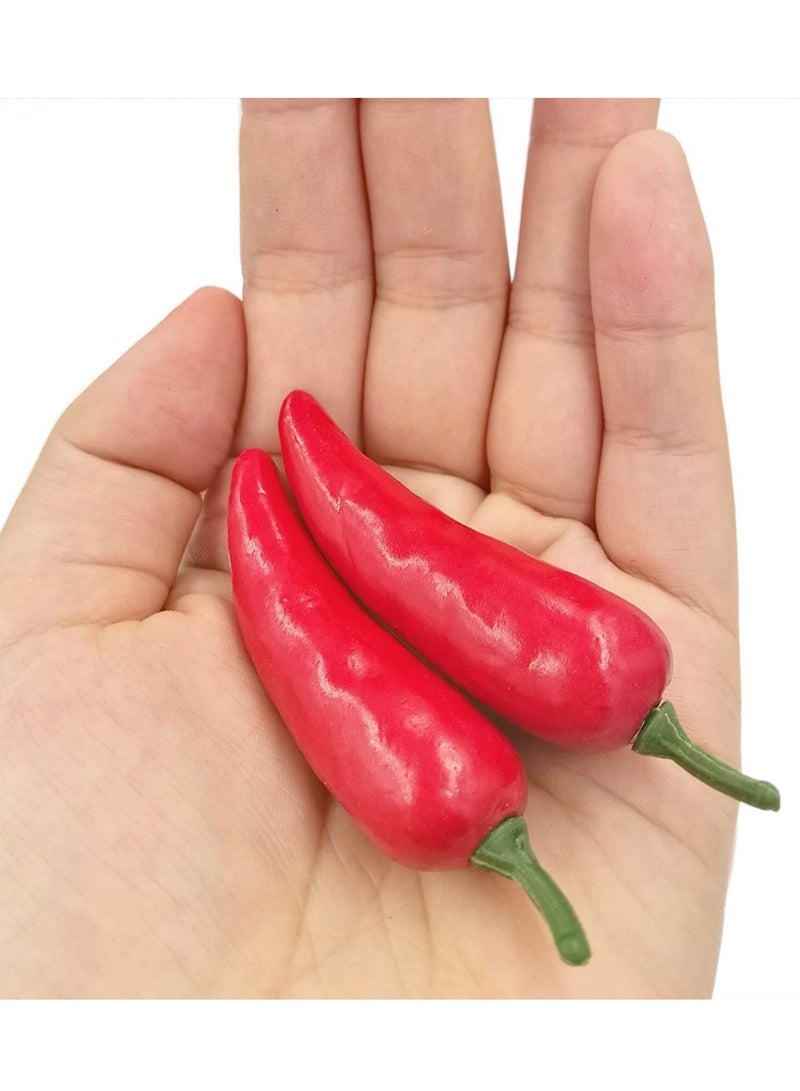 50pcs Lifelike Fake Red Pepper Chili Garland Toy Artificial Mini Pepper Chili Simulation Lifelike Red Pepper Hot Chili Mini Fake Vegetable Hot Chili for Home Kitchen Decoration Photography Props