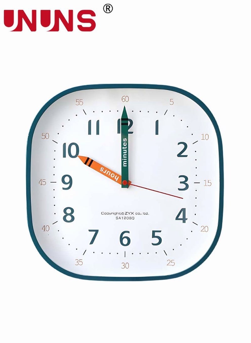 Wall Clock For Kids,Teaching Clock With Silent No-Ticking Sweep Quartz Mechanism,12 Inch Diameter,Wall Clock