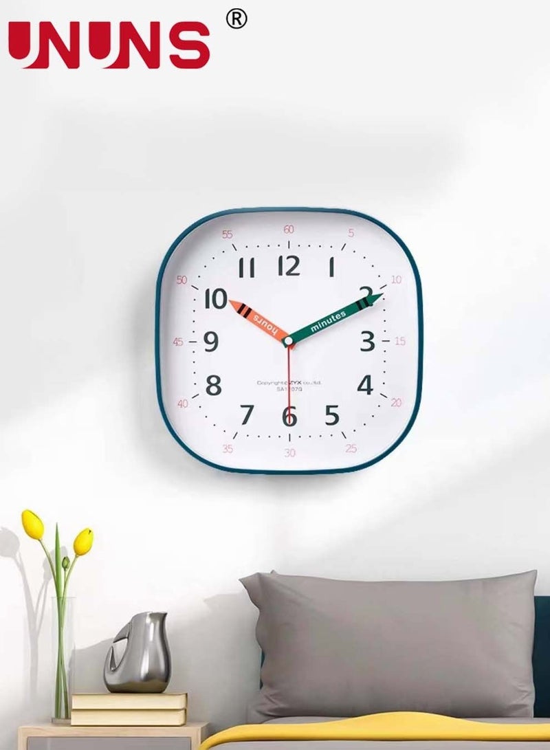 Wall Clock For Kids,Teaching Clock With Silent No-Ticking Sweep Quartz Mechanism,12 Inch Diameter,Wall Clock