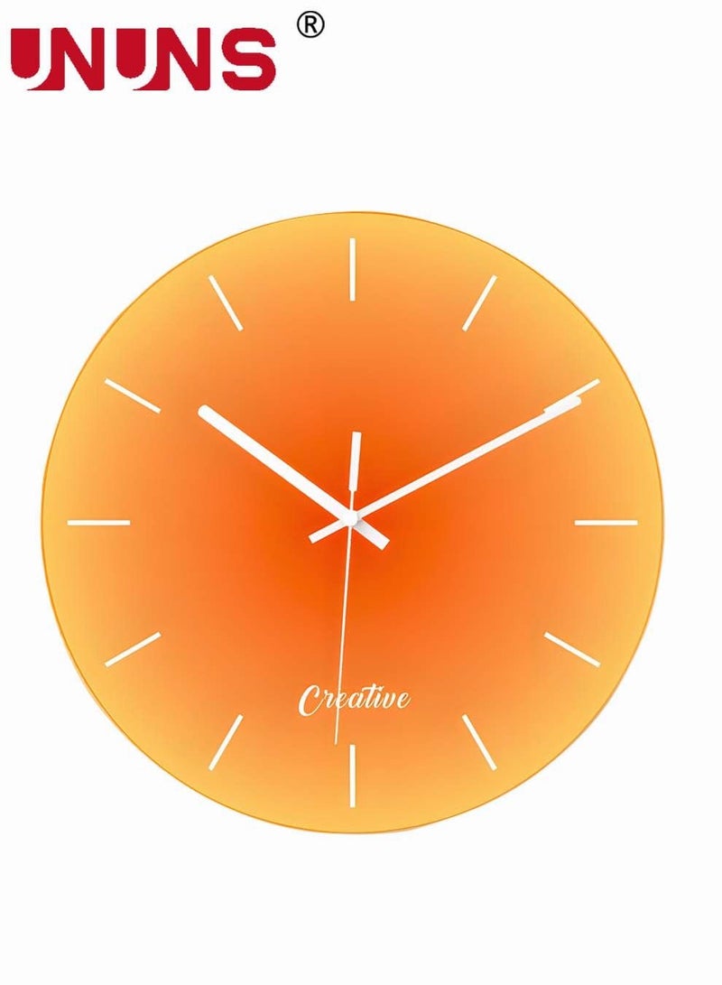 Wall Clock,12 Inch Minimalist Sunset Style Decorative Clock,Battery Operated,Silent Non-Ticking Round Glass Clocks For Home,Decor Wall Clock