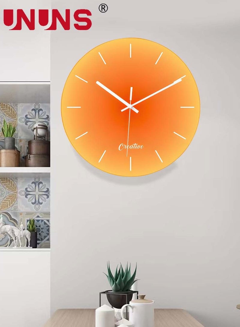 Wall Clock,12 Inch Minimalist Sunset Style Decorative Clock,Battery Operated,Silent Non-Ticking Round Glass Clocks For Home,Decor Wall Clock