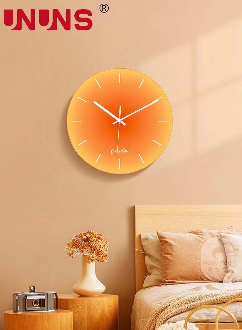 Wall Clock,12 Inch Minimalist Sunset Style Decorative Clock,Battery Operated,Silent Non-Ticking Round Glass Clocks For Home,Decor Wall Clock