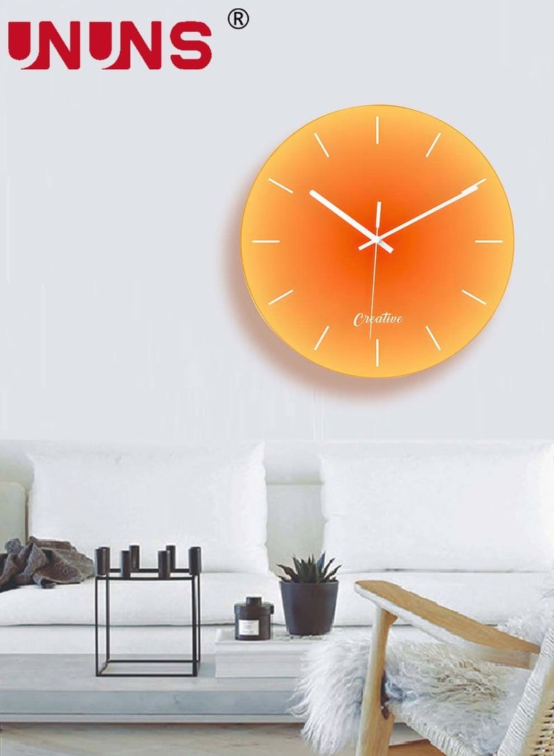 Wall Clock,12 Inch Minimalist Sunset Style Decorative Clock,Battery Operated,Silent Non-Ticking Round Glass Clocks For Home,Decor Wall Clock