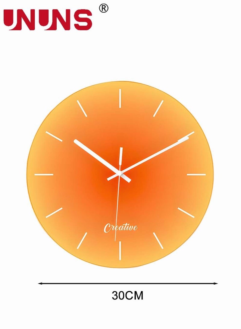 Wall Clock,12 Inch Minimalist Sunset Style Decorative Clock,Battery Operated,Silent Non-Ticking Round Glass Clocks For Home,Decor Wall Clock