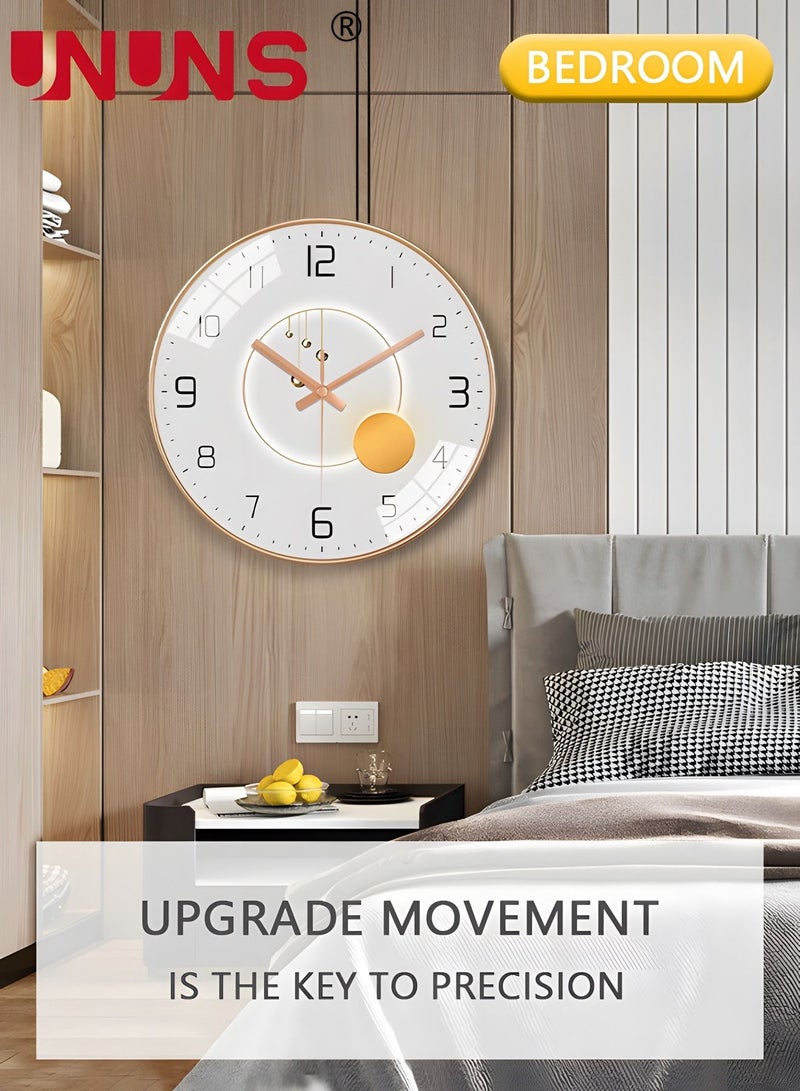 12 Inch Wall Clock, Silent Non-Ticking Wall Clock Glass Round Clocks Modern Quartz Clock, Modern Decorative Wall Clocks for Home Living Room Bedroom Kitchen