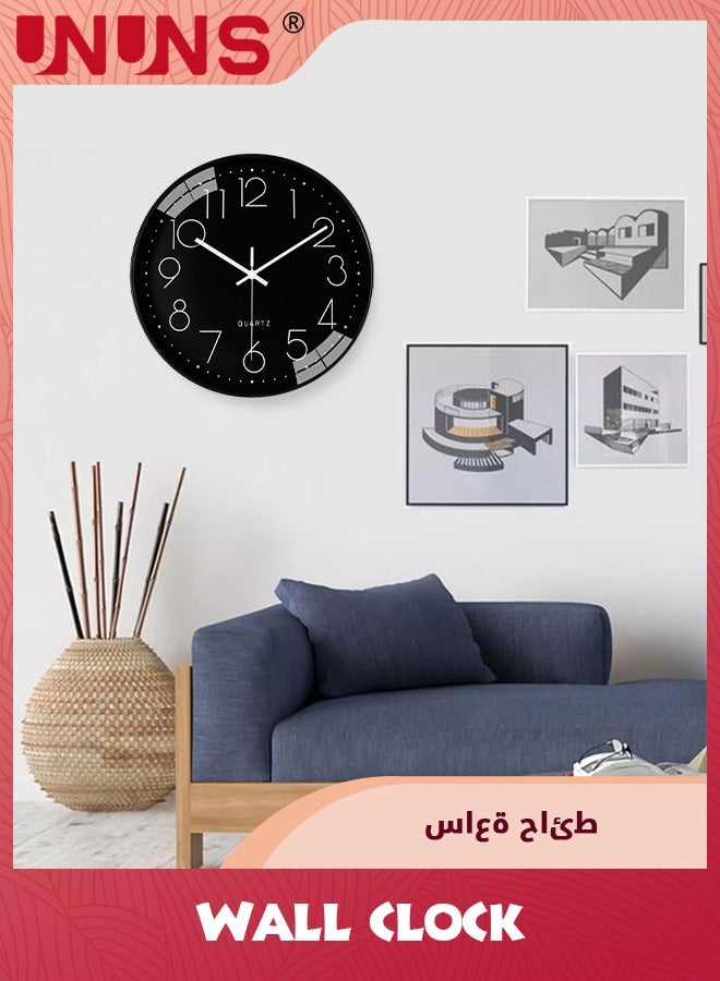 Wall Clock,12-inch Modern Round Simple Wall Clock,Silent Non Ticking Decor Quartz Clock,Battery Operated,Easy To Read,Silent Wall Clock For Bedroom/Living Room/Kitchen/Office/School/Home,Black