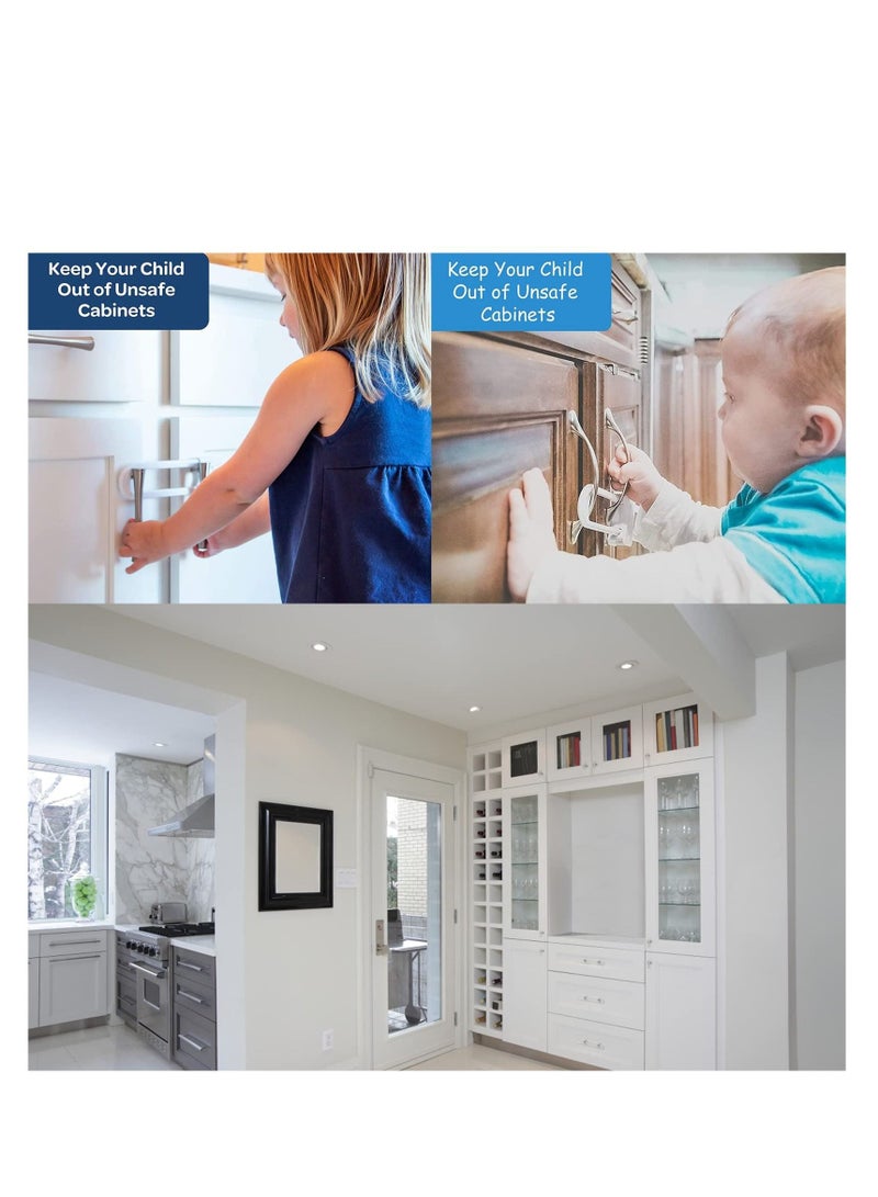 4Pcs Cupboard Locks, Child Proof Locks U Shaped for Kitchen Bathroom Storage Doors Knobs and Handles, No Tools, No Drilling