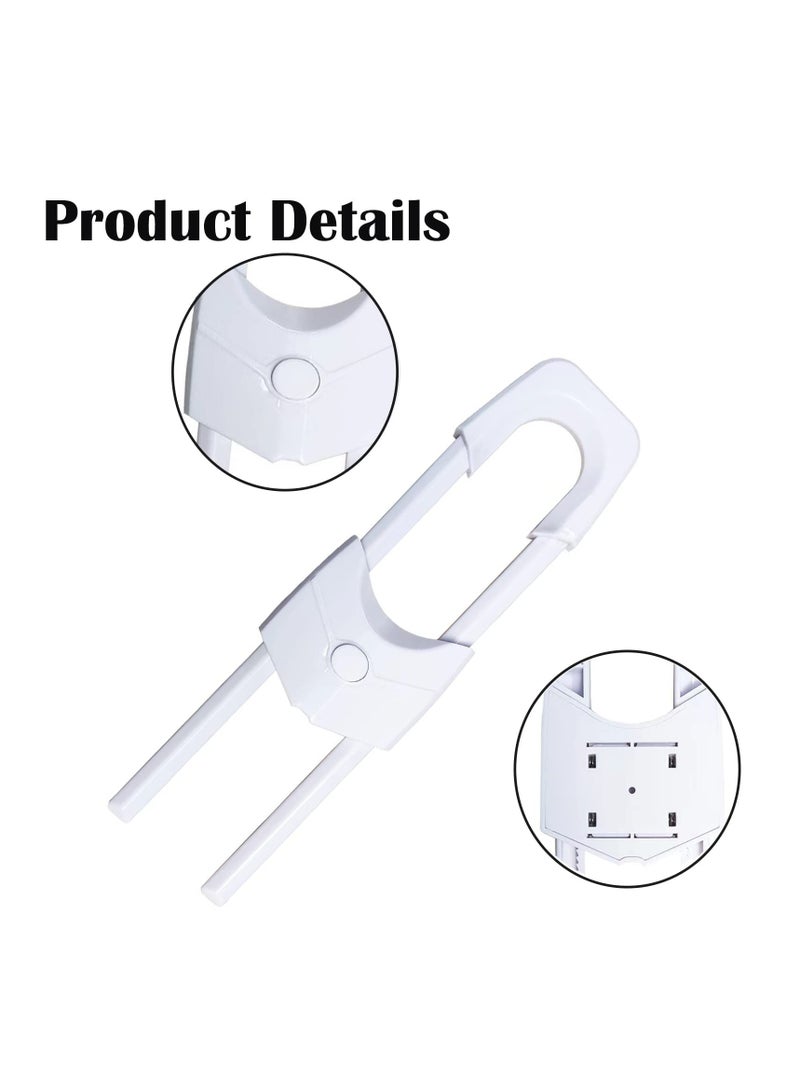 4Pcs Cupboard Locks, Child Proof Locks U Shaped for Kitchen Bathroom Storage Doors Knobs and Handles, No Tools, No Drilling