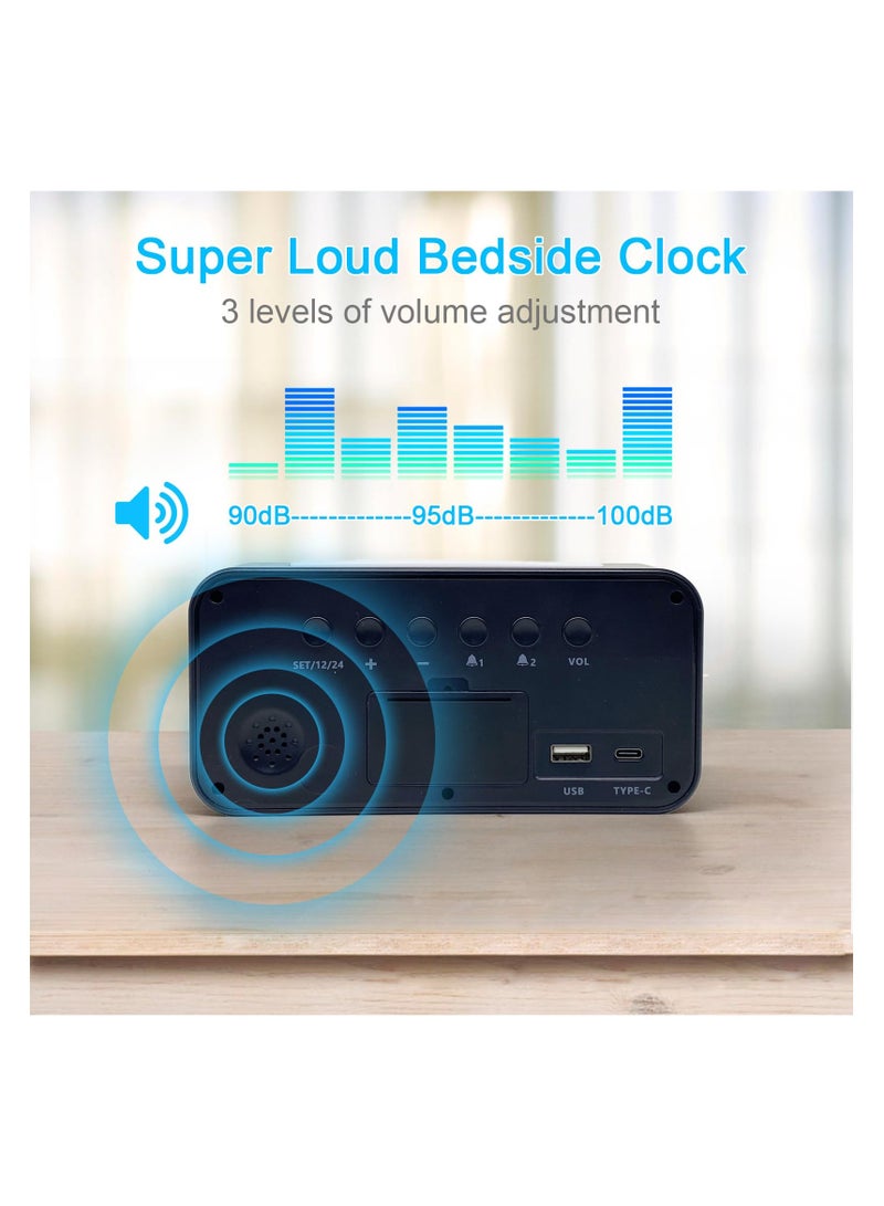 Digital Alarm Clock with Night Light, Alarm Clocks Bedside, Large LED Display, Full Range Brightness, Snooze, 12/24H, Loud Alarm Clocks for Heavy Sleepers, Bedside Alarm Clock for Kids, Seniors