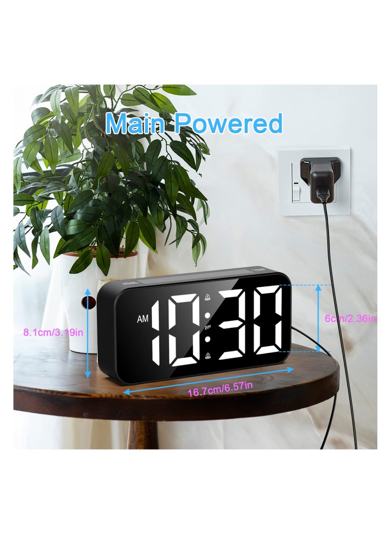 Digital Alarm Clock with Night Light, Alarm Clocks Bedside, Large LED Display, Full Range Brightness, Snooze, 12/24H, Loud Alarm Clocks for Heavy Sleepers, Bedside Alarm Clock for Kids, Seniors