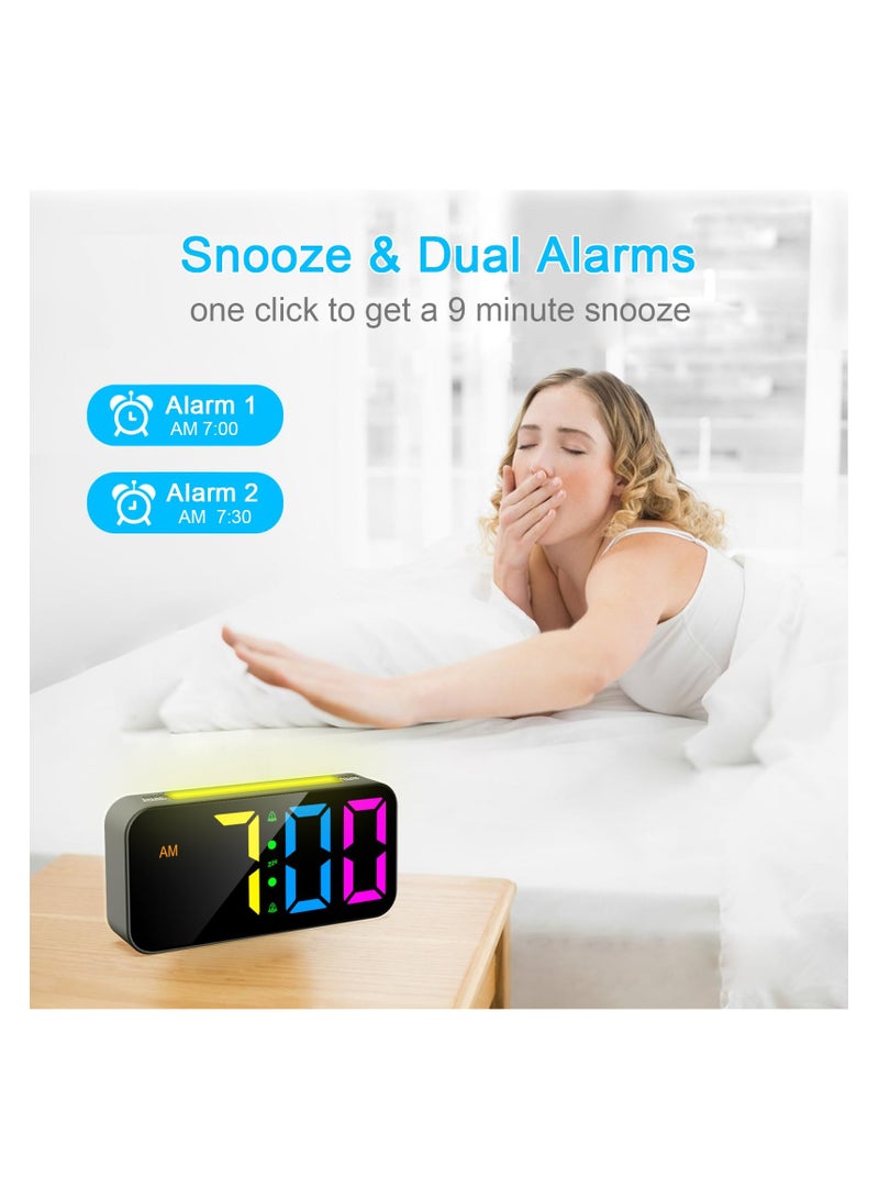 Digital Alarm Clock with Night Light, Alarm Clocks Bedside, Large LED Display, Full Range Brightness, Snooze, 12/24H, Loud Alarm Clocks for Heavy Sleepers, Bedside Alarm Clock for Kids, Seniors