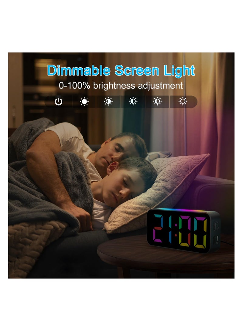 Digital Alarm Clock with Night Light, Alarm Clocks Bedside, Large LED Display, Full Range Brightness, Snooze, 12/24H, Loud Alarm Clocks for Heavy Sleepers, Bedside Alarm Clock for Kids, Seniors