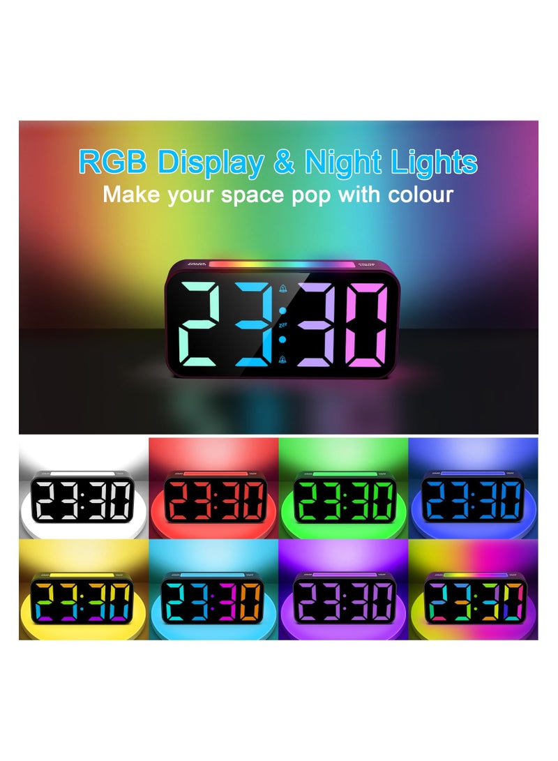 Digital Alarm Clock with Night Light, Alarm Clocks Bedside, Large LED Display, Full Range Brightness, Snooze, 12/24H, Loud Alarm Clocks for Heavy Sleepers, Bedside Alarm Clock for Kids, Seniors