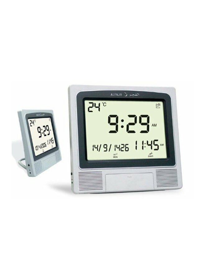 Digital Wall And Table Azan Clock For Prayer With Large LCD Display Grey 21 x 22 x 2.5cm