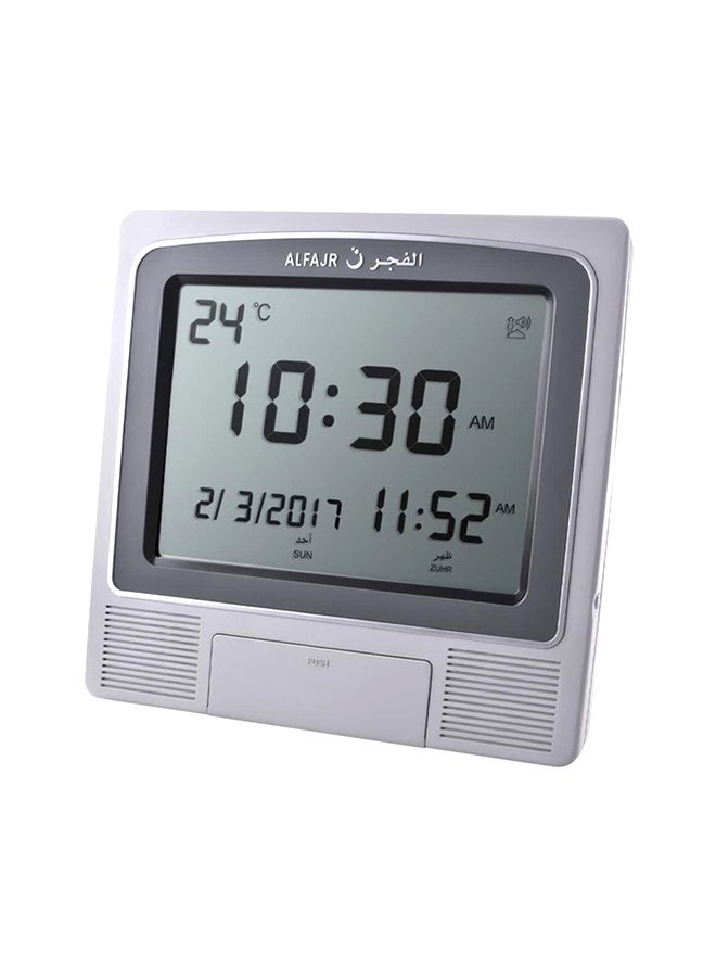 Digital Wall And Table Azan Clock For Prayer With Large LCD Display Grey 21 x 22 x 2.5cm