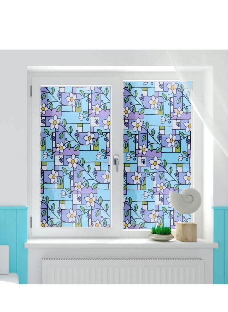 Privacy Window Films, Anti UV Rainbow Clings, Home Heat Control Stained Glass decorative Decals, No Glue Static Cling Film Removable for Room Décor, Bathroom, Kids, Bedroom