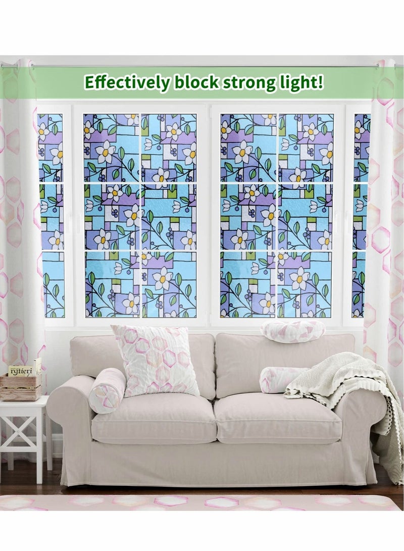 Privacy Window Films, Anti UV Rainbow Clings, Home Heat Control Stained Glass decorative Decals, No Glue Static Cling Film Removable for Room Décor, Bathroom, Kids, Bedroom