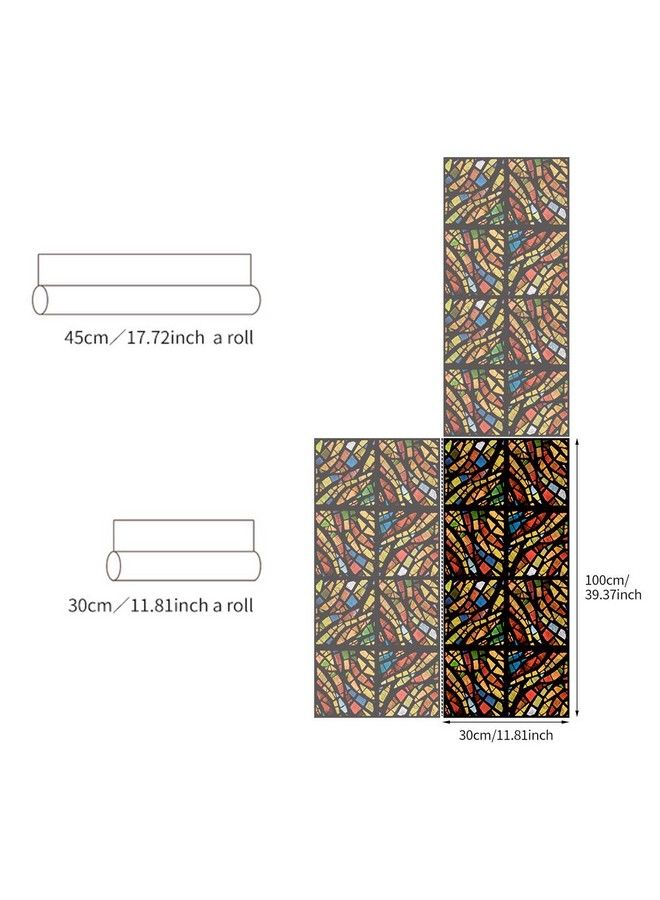 Privacy Stained Glass Window Film Single Sided Static Cling Glass Covers Decor For Bathroom Glass Window 11.8