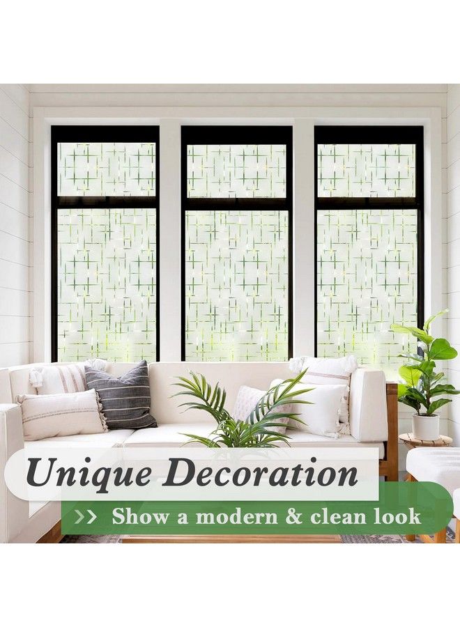 Window Privacy Film Frosted Glass Film For Doors Nonadhesive Window Cling Static Cling Frosting Decorative Window Sticker For Home Office Uv Protection Cross Pattern 17.5 X 78.7 Inches