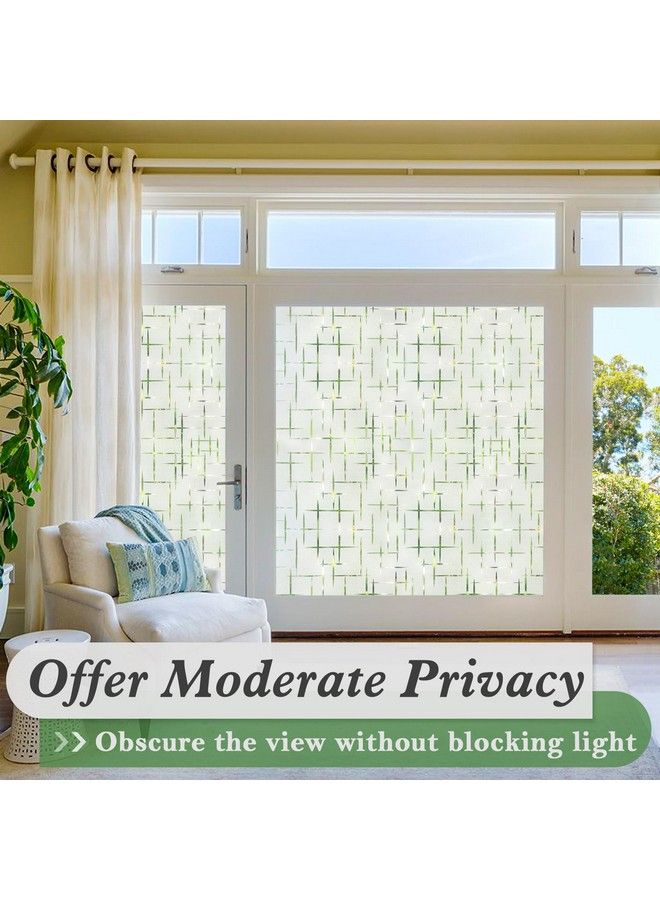 Window Privacy Film Frosted Glass Film For Doors Nonadhesive Window Cling Static Cling Frosting Decorative Window Sticker For Home Office Uv Protection Cross Pattern 17.5 X 78.7 Inches