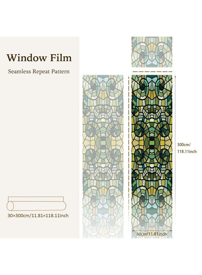 Stained Glass Film Doublesided Thickened Static Cling Nonadhesive Decals Decor For Door Window 11.8