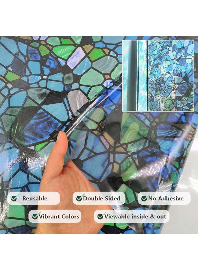 Stained Glass Film Doublesided Thickened Static Cling Nonadhesive Decals Decor For Door Window 11.8