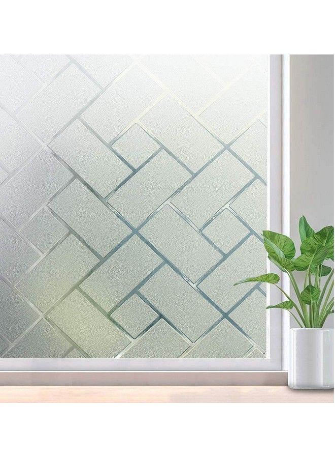 Window Privacy Film Frosted Glass Static Cling Window Sticker Nonadhesive Sun Uv Blocking Vinly Covering For Home Office Bathroom Decorative 17.5 X 78.7 Inches