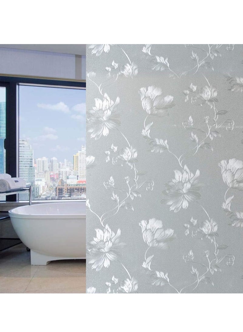 Privacy Window Films, Self Adhesive Privacy Frosted Opaque Glass Window Film, for Bathroom Door, Decorative Stickers, UV Blocking Heat Control Coverings, Home Office, Front Door(45 * 200cm)