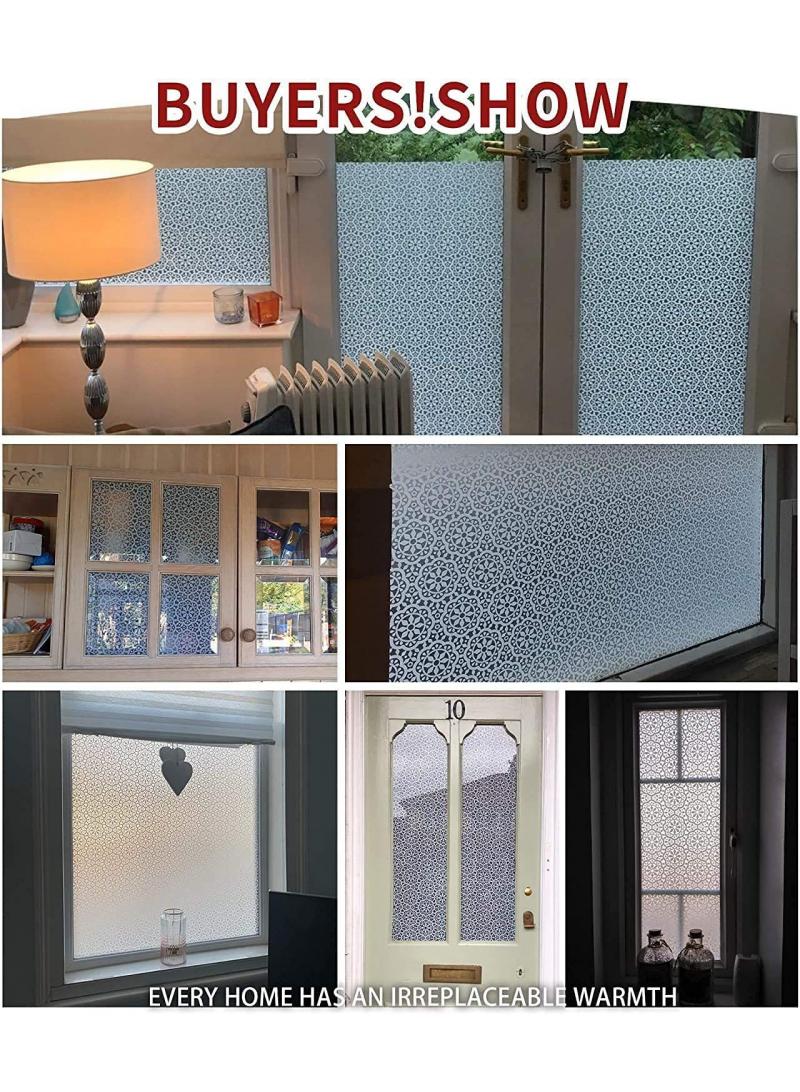 Window Film Decorative Privacy No Glue Dream Round Flowers Pattern Glass Sticker For Door Home House Ofiice Heat Control Anti UV 90 x 200 cm