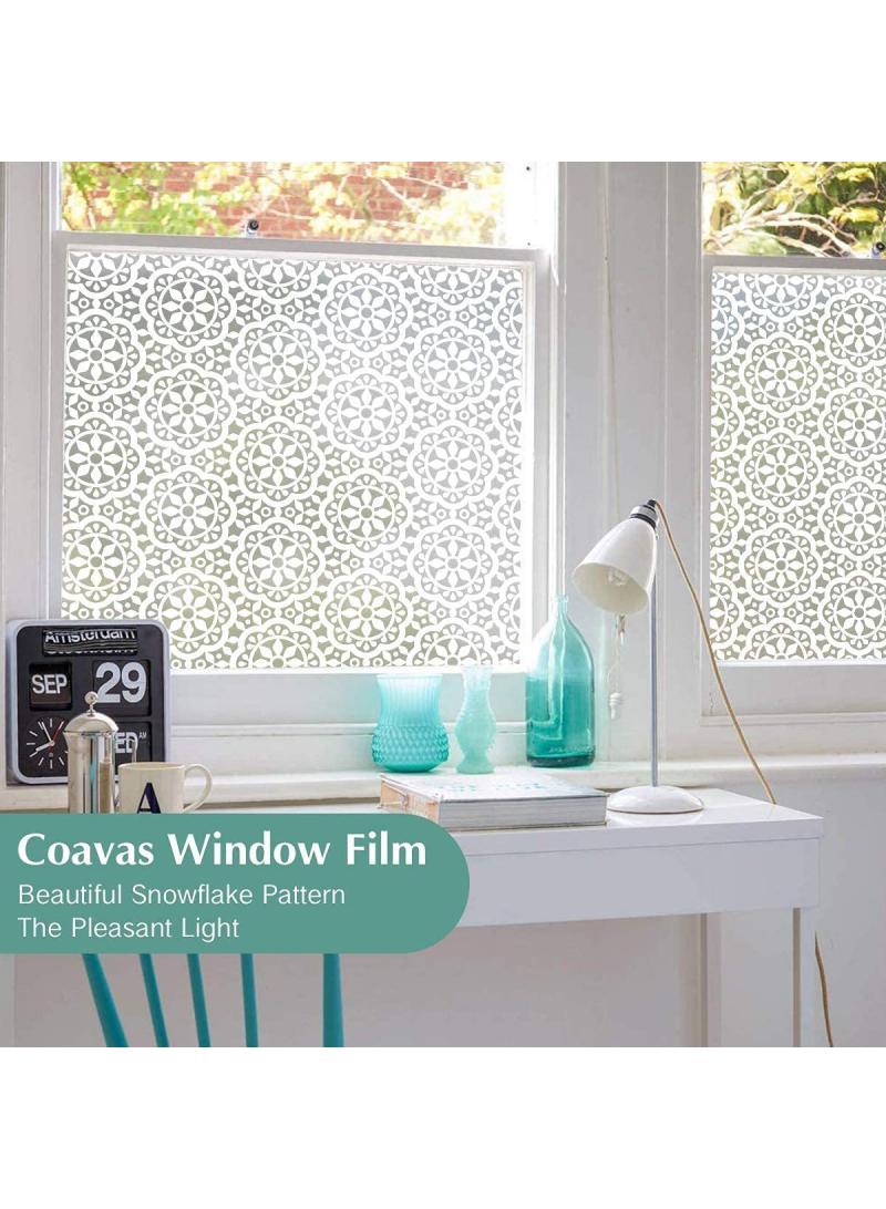 Window Film Decorative Privacy No Glue Dream Round Flowers Pattern Glass Sticker For Door Home House Ofiice Heat Control Anti UV 90 x 200 cm