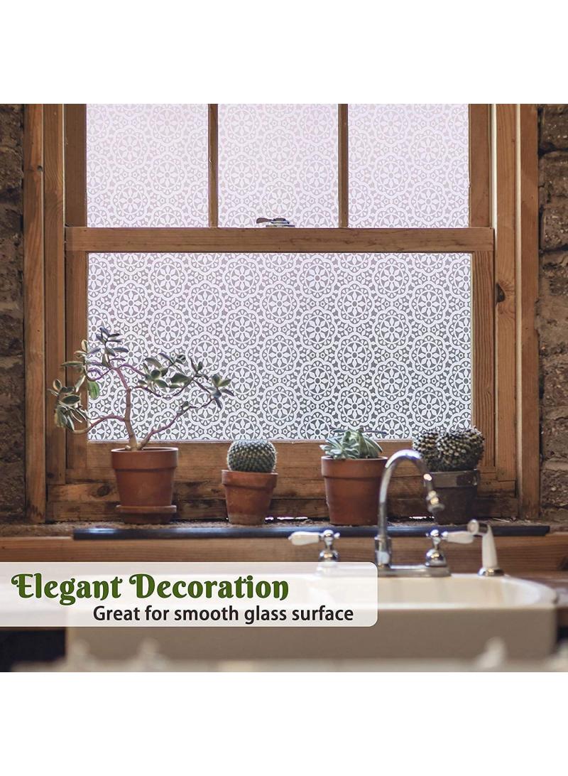 Window Film Decorative Privacy No Glue Dream Round Flowers Pattern Glass Sticker For Door Home House Ofiice Heat Control Anti UV 90 x 200 cm