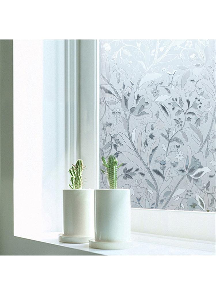 Window Film Decorative Privacy No Glue Flower Pattern Glass Sticker For Door Home House Ofiice Heat Control Anti UV 45 x 200 cm