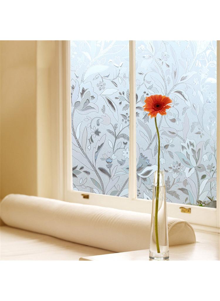 Window Film Decorative Privacy No Glue Flower Pattern Glass Sticker For Door Home House Ofiice Heat Control Anti UV 45 x 200 cm