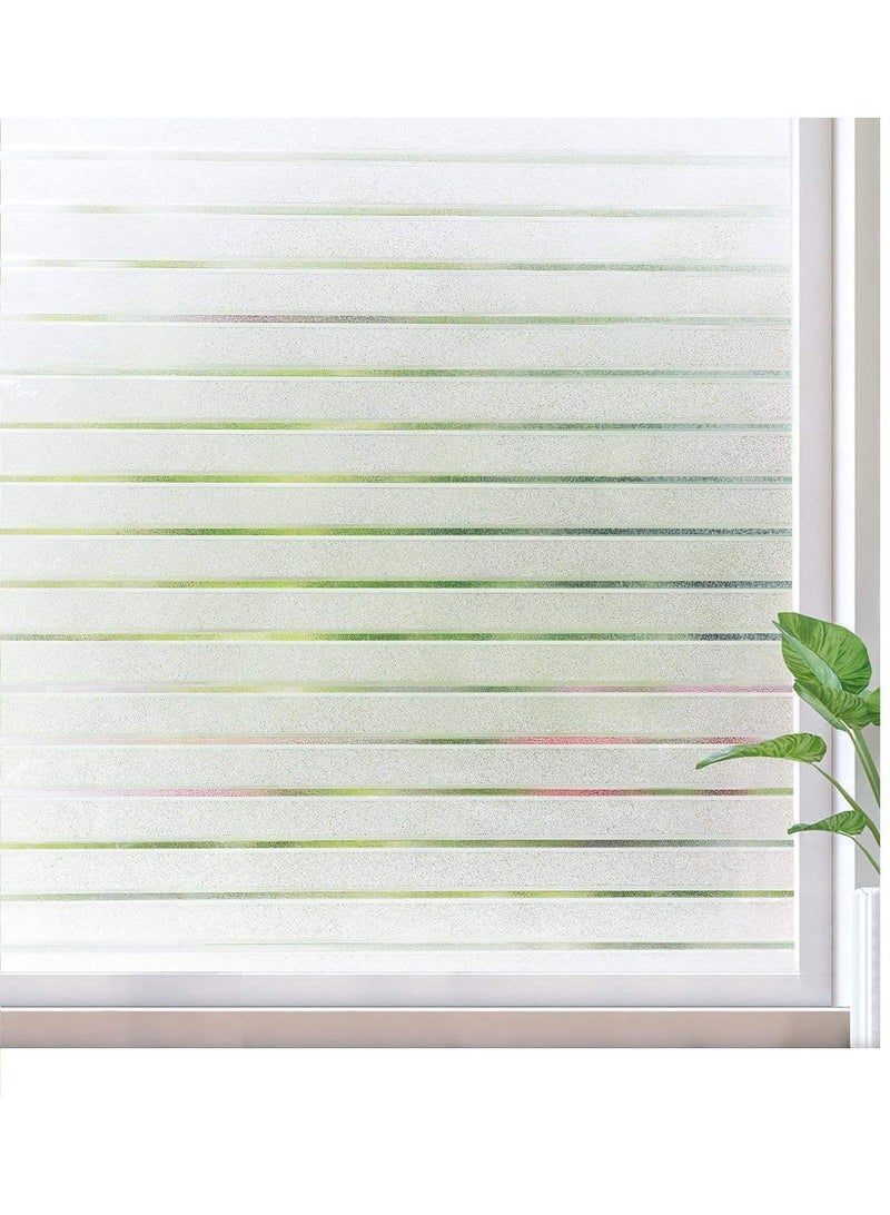 Window Film Decorative Privacy No Glue Stripe Pattern Glass Sticker For Door Home House Ofiice Heat Control Anti UV 90 x 200 cm