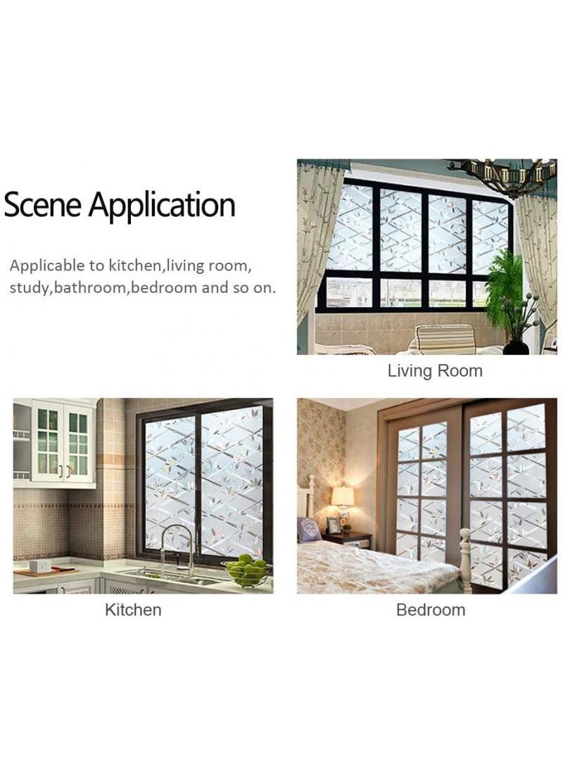 Window Film Decorative Privacy No Glue Glass Sticker For Door Home House Ofiice Heat Control Anti UV 120 x 200 cm