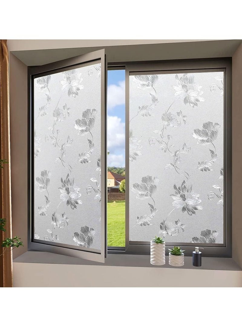 Privacy Window Films, Self Adhesive Frosted Opaque Glass Film, for Bathroom Door, Decorative Stickers, UV Blocking Heat Control Coverings, Home Office, Front Door(45 * 200cm)