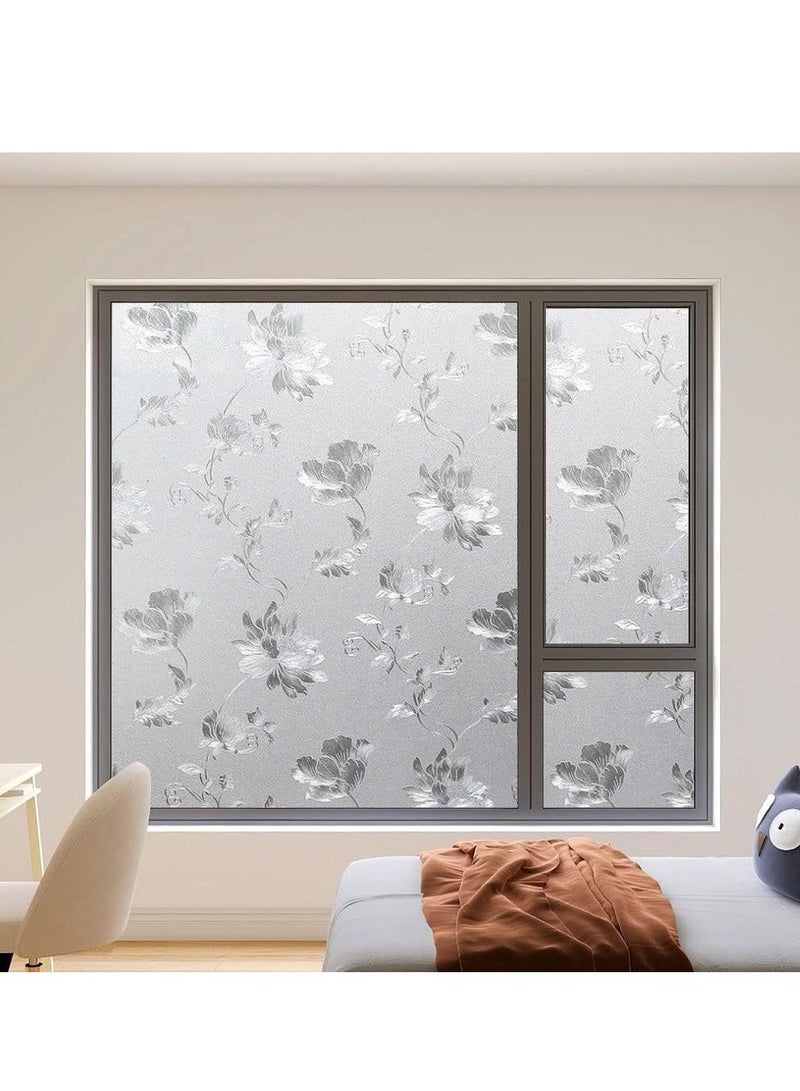 Privacy Window Films, Self Adhesive Frosted Opaque Glass Film, for Bathroom Door, Decorative Stickers, UV Blocking Heat Control Coverings, Home Office, Front Door(45 * 200cm)