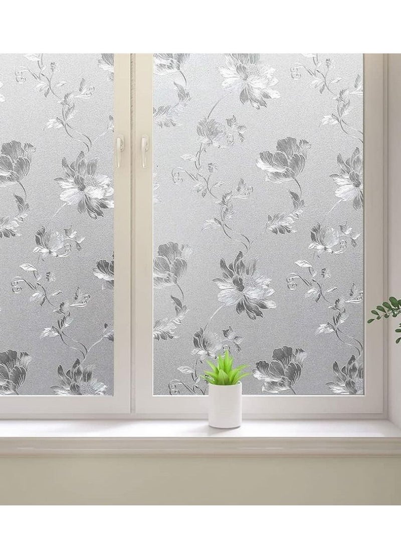 Privacy Window Films, Self Adhesive Frosted Opaque Glass Film, for Bathroom Door, Decorative Stickers, UV Blocking Heat Control Coverings, Home Office, Front Door(45 * 200cm)