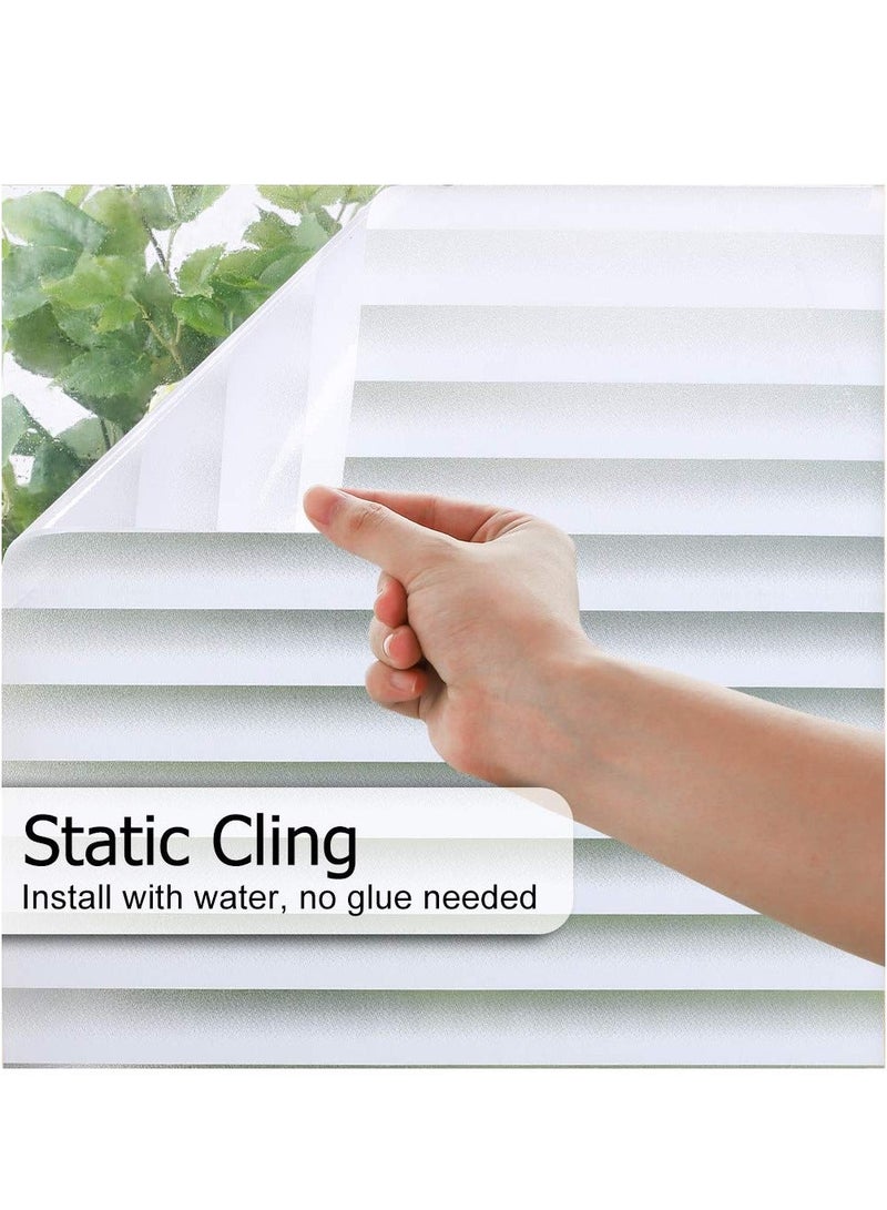 Window Privacy Film Frosted Glass Blinds Non Adhesive Static Cling Removable Sticker Anti UV for Bathroom Home Office Garage 17.5 x 78.7 inches