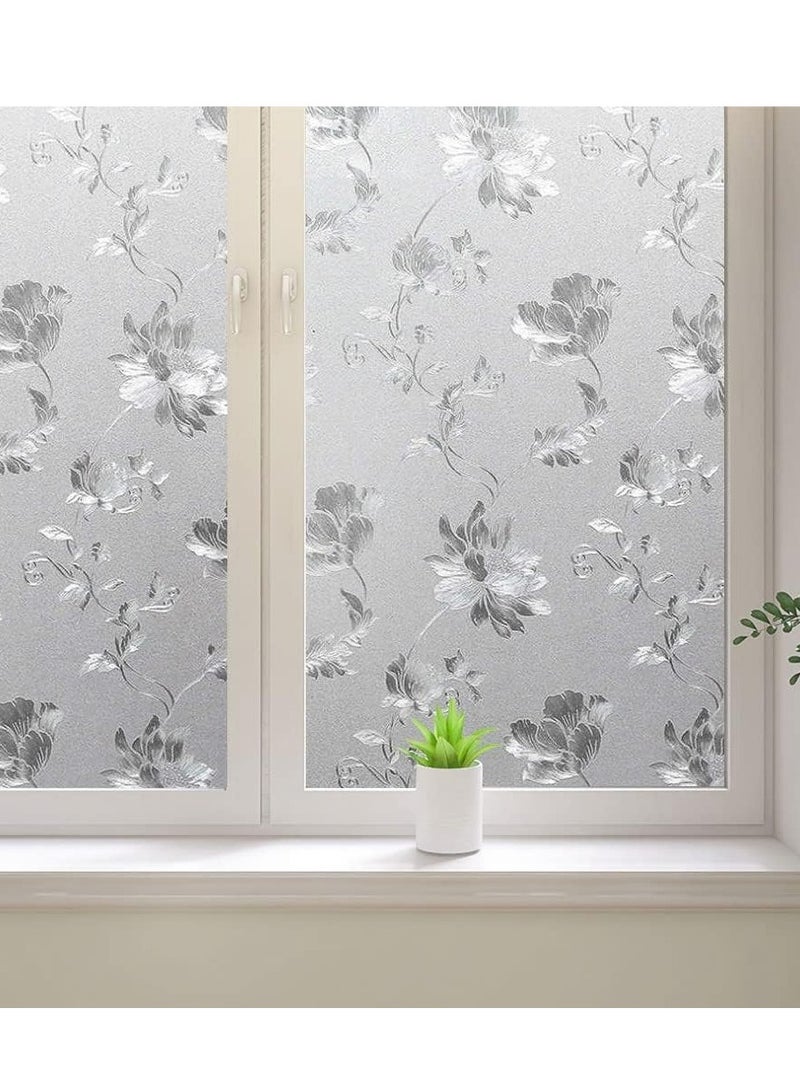 Privacy Window Films, Self Adhesive Privacy Frosted Opaque Glass Window Film, for Bathroom Door, Decorative Stickers, UV Blocking Heat Control Coverings, Home Office, Front Door(45 * 200cm)