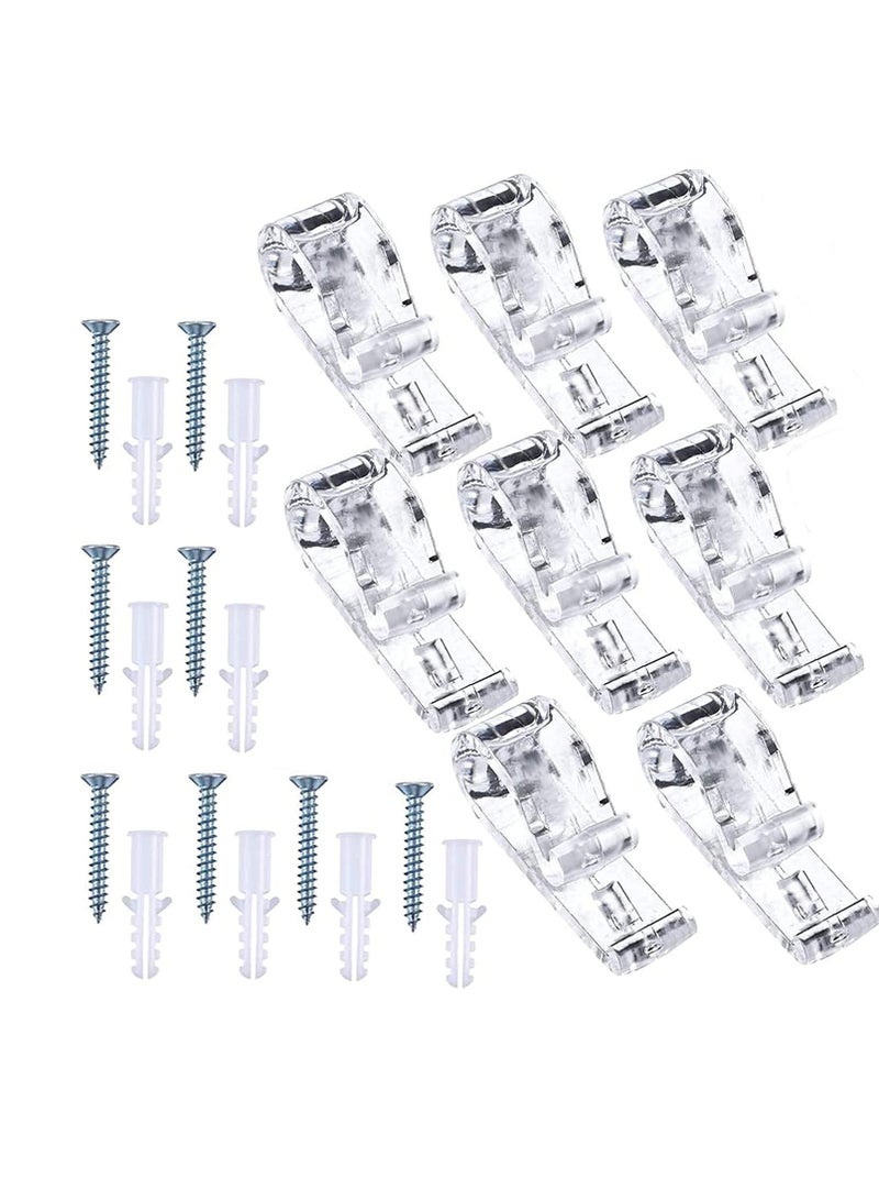 Curtain Clear P Clips Hook, Plastic Roller Blind Safety Clips for Cord, Blind Cord Safety Device Clips for Vertical and Roman Roller Blinds Curtain Ball Chain Cord Control with Screws 8Pcs