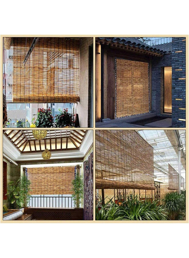 2-Piece Natural Bamboo Blinds Roller Sun Shade Beige 100x200x1cm