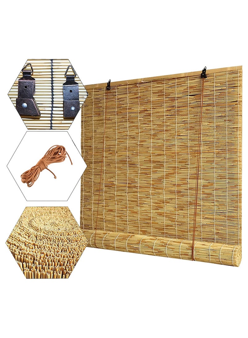 Bamboo Blind with Roller Accessories Bamboo Window Curtain Natural Window Hanging Bamboo Blind Beige 120x200cm