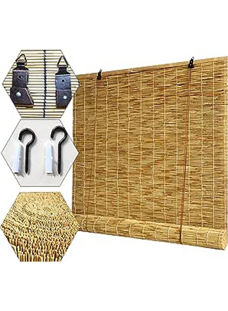 Bamboo Blind with Roller Accessories Bamboo Window Curtain Natural Window Hanging Bamboo Blind Beige 120x200cm