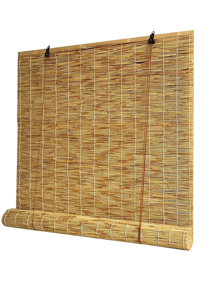 Bamboo Blind with Roller Accessories Bamboo Window Curtain Natural Window Hanging Bamboo Blind Beige 120x200cm