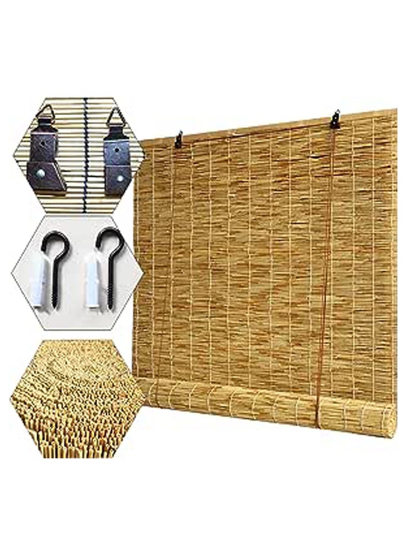 Bamboo Blind with Roller Accessories Window Curtain Natural Window Hanging Reed Blind Carbonization Roller Blind Window Shades Reed Curtain For Home Garden