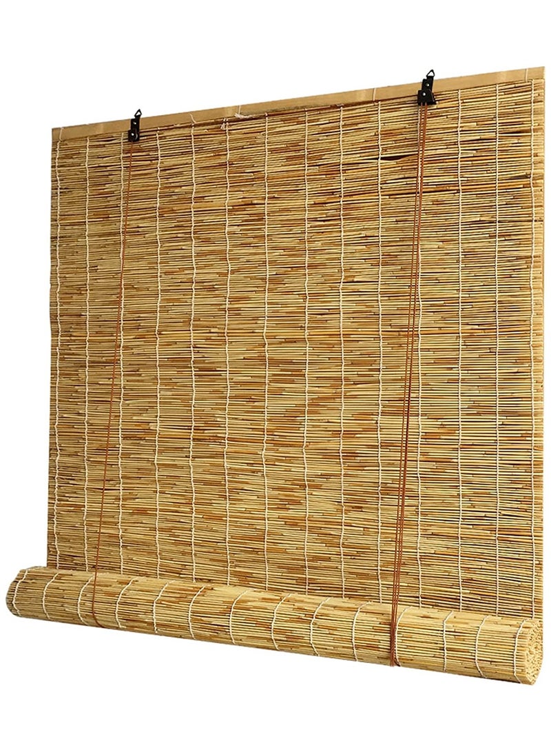 Bamboo Blind with Roller Accessories Window Curtain Natural Window Hanging Reed Blind Carbonization Roller Blind Window Shades Reed Curtain For Home Garden