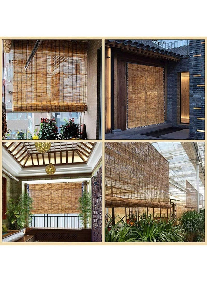 Bamboo Blind with Roller Accessories Natural Reed Bamboo Window Curtain with Hanging Rop Bamboo Roll Up Shaded Reed Curtain For Home Office Window Balcony