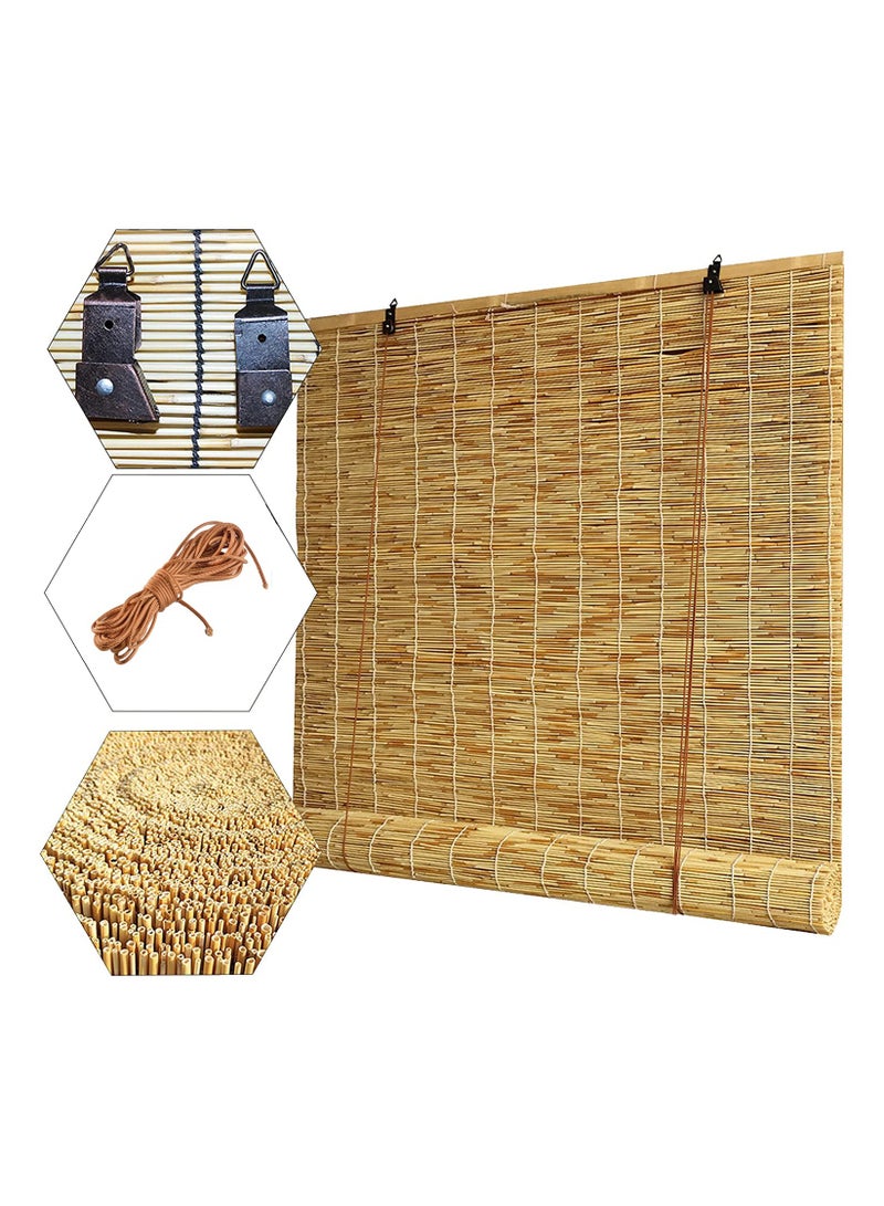 Bamboo Blind with Roller Accessories Natural Reed Bamboo Window Curtain with Hanging Rop Bamboo Roll Up Shaded Reed Curtain For Home Office Window Balcony